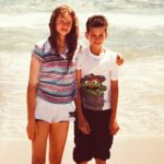Kassandra Clementi Instagram - Happy birthday, little brother! Here’s a photo from our joint awkward phase - because good sisters don’t let their brothers look like gangly wet string beans alone. I had just dyed my hair borange (the box said ‘deep brown’ but what can ya do) on a home dye kit because I was desperately-teenage-upset by the negative connotations of being blonde. You wore that Oscar the grouch T-shirt for about 12 months straight and were already the smartest kid in every room you walked into. And all of our limbs were too long for our torsos. 🎈