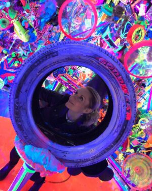 Kate Reinders Instagram - Do you see the hidden Mickey? (and yes that’s my head in a tire..) 
Happy head-in-a-tire Tuesday! 💖
