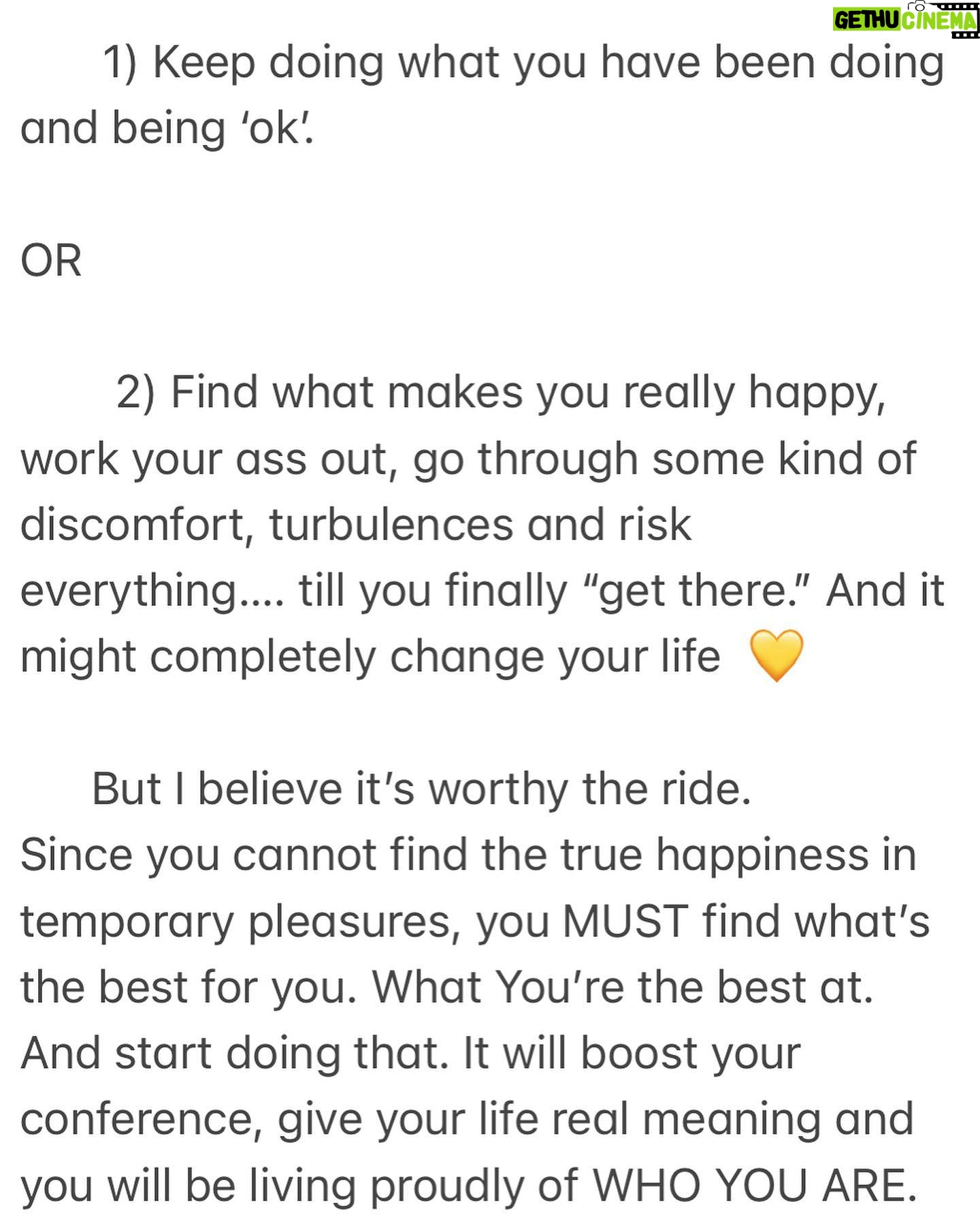 Kate Cast - 831 Likes - Why try to FIT IN when You were meant to STAND OUT
Can you be successful?
Yes , you can eventually.
Can you be happy?
Temporarily.
But you cannot find the full happiness, the sense of well-being and contentment.
So you have two choices basically ☝🏻;
1) Keep doing what you have been doing and being ‘ok’.
OR
2) Find what makes you really happy, work your ass out, go through some kind of discomfort, turbulences and risk everything…. till you finally “get there.” And it might completely change your life 💛
But I believe it’s worthy the ride.
Since you cannot find the true happiness in temporary pleasures, you MUST find what’s the best for you. What You’re the best at. And start doing that. It will boost your confidence , give your life real meaning and you will be living proudly of WHO YOU ARE.
Kate Cast