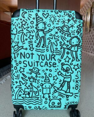 Kate Micucci Instagram - 1. My suitcase modeling gets interrupted by @clairesinclairsinclair 2. Important order of things.