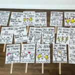 Kate Micucci Instagram - Did a kid picket today. Went to town with a marker and some paint sticks. #sagaftra #wgastrong