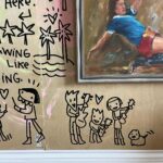 Kate Micucci Instagram - Last night I was so amped about the good WGA news, I started drawing on the walls. Coat of green and pink painted by my 3 year old. It was a collab. Gonna keep going with it.