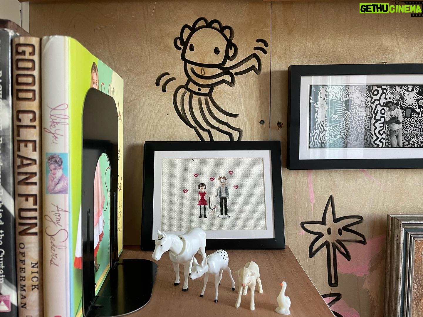Kate Micucci Instagram - Last night I was so amped about the good WGA news, I started drawing on the walls. Coat of green and pink painted by my 3 year old. It was a collab. Gonna keep going with it.