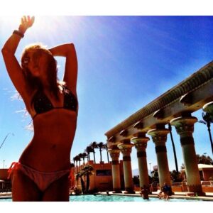 Katharine Isabelle Instagram - my brother and I forgot to leave Vegas once, just at the pool drinking 2 foot tall cocktails thinking what the hell were we supposed to do this morning like return an email or something so we drank all day in the pool and then went to a lovely dinner turns out we were supposed to check out of the hotel and leave Vegas. leave the whole ass state of Nevada in fact..