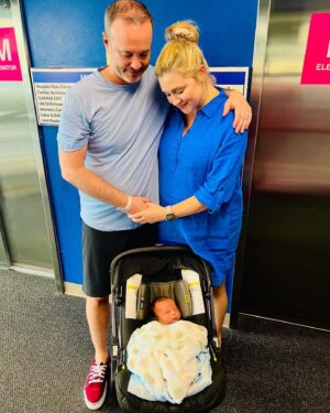 Katherine Bailess Instagram - Welcome to the world Miles Robert Flynn! Born July 3, 2023 at 7:17am. Weighing 8lbs 1oz and 19 inches long. Mom and Dad are beyond the moon in love! Miles is a true miracle. #julybaby #38weeksold #newborn #partyof3