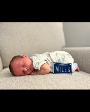 Katherine Bailess Instagram - Welcome to the world Miles Robert Flynn! Born July 3, 2023 at 7:17am. Weighing 8lbs 1oz and 19 inches long. Mom and Dad are beyond the moon in love! Miles is a true miracle. #julybaby #38weeksold #newborn #partyof3
