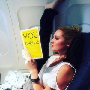 Katherine Bailess Instagram - Don’t you always read on a plane like this? 📚#tbt #youareabadass #danceronaplane #badassbook @jensincero