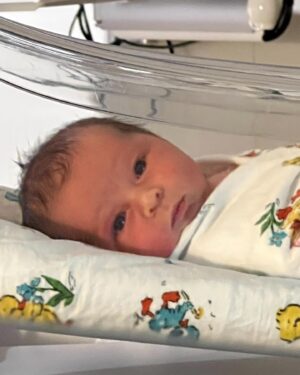 Katherine Bailess Instagram - Welcome to the world Miles Robert Flynn! Born July 3, 2023 at 7:17am. Weighing 8lbs 1oz and 19 inches long. Mom and Dad are beyond the moon in love! Miles is a true miracle. #julybaby #38weeksold #newborn #partyof3
