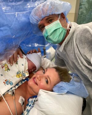 Katherine Bailess Instagram - Welcome to the world Miles Robert Flynn! Born July 3, 2023 at 7:17am. Weighing 8lbs 1oz and 19 inches long. Mom and Dad are beyond the moon in love! Miles is a true miracle. #julybaby #38weeksold #newborn #partyof3