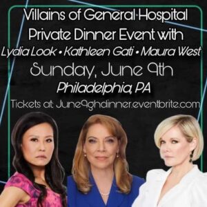 Kathleen Gati Instagram - Come join three Villains of #GeneralHospital June 8&9! #maurawest #lydialook Kathleen Gati General Hospital We party! We laugh! We share stories!😱🤪❤️Tickets available at: UncleVinniesComedyClub.com