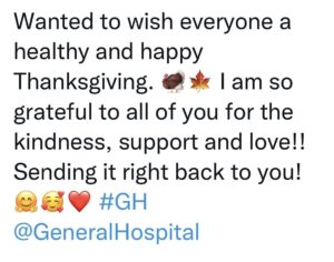 Kathleen Gati Instagram - 🤗🍁🤗🥰❤️ #Happy Thanksgiving to all!!❤️ #GeneralHospital @generalhospital_abc #GH