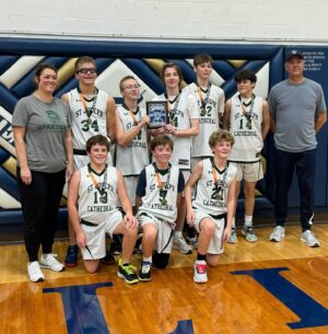 Kathleen Madigan Instagram - Congrats to my nephew Jack & St. Joe’s for winning the Catholic Bowl🏆.
.
I think you should win an actual bowl that says “I’m Catholic”… but you don’t 🥣.
.
#catholic #missouri #family #basketball #jrhigh #kathleenmadigan #madiganspubcast