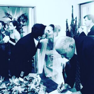 Kathleen Robertson Instagram - 17 years ago a girl from #hamilton married a boy from #carmel @christinearnoldphotography @instyle_weddings #palmsprings #happyanniversary @cjcowles 🖤