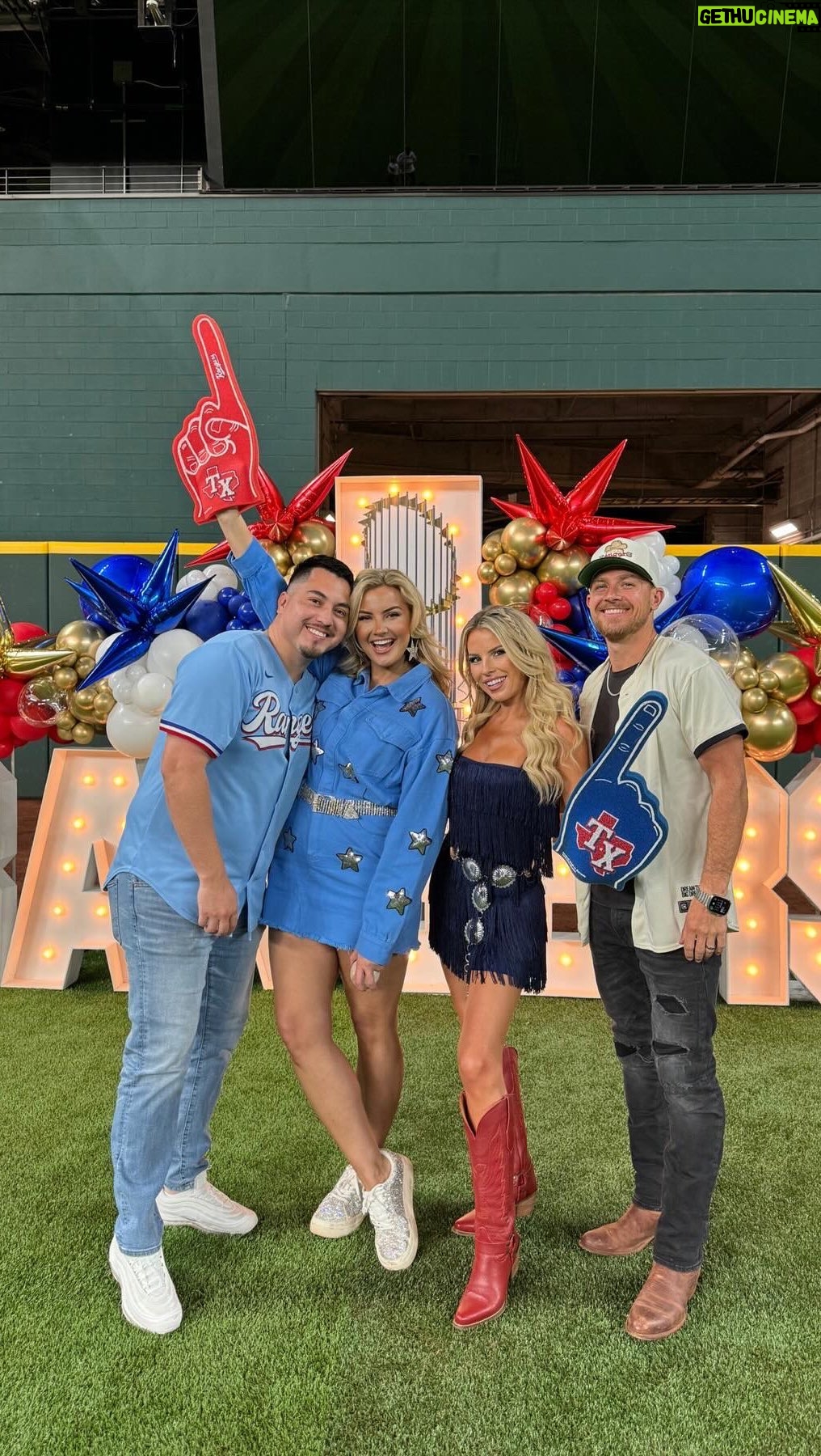 Kathryn Dunn Instagram - Yup I’d say we’re ready for another win! 🏆 Thanks @rangers for having me out to make sure that everything is running smoothly for the new season ⚾️😎👍 RANGERS FANS- use my code KATDUNN for 20% off regular season single game tickets at rangers.com/singlegame all season long* *code works on select home games and in the following seating areas (Home Plate Mezzanine, Infield Mezzanine, Corner Mezzanine, Outfield Mezzanine, Infield Pavilion, Baseline Pavilion, Corner Pavilion, Outfield Pavilion, Upper Box and Upper Reserved) Valid for all Monday – Thursday home games; excludes games 8/5-8/5 (HOU) and 9/2-9/5 (NYY)
