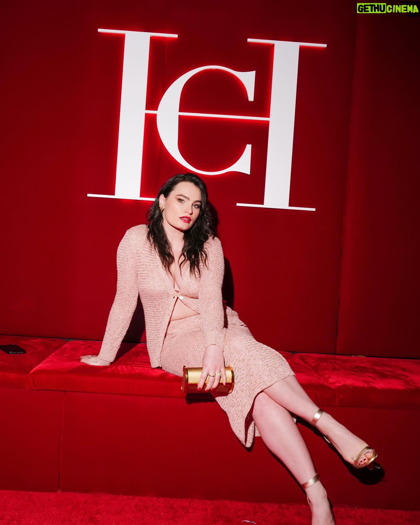 Kathryn Gallagher Instagram - iiiiiiiiim running with my dress unbuttoned !!! went dancing with @carolinaherrera last night and have the glitter on my face, the floor and my heart to prove it #GoodGirlCarolinaHerrera #herrerabeauty