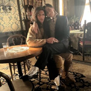 Katie Findlay Instagram - ⁣Hello! Tonight is episode 11 in Independence and I love my friends (except Justin and Lawrence who are nightmares).⠀
⠀
This episode is super westerny, lightly touches on the horror show of colonial expansion and also we throw someone through a window. It’s not me, they said no. My suit is too nice. (one of these pictures is from episode 4, take the internet away from me) 
⠀
⠀
@thecwwalkerindependence 9/8C on the CW. @thecw @cbstvstudios