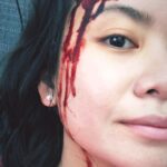 Katie Leung Instagram - Chillin’ on the set of Chimerica. Heh 🥶👻 #channel4 #glamandgore #donttrythisathome