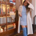 Katrina Scott Instagram – Get dressed with me to speak at the Junior League of El Paso Conference~ wearing head-to-toe @sezane. A lot of you DM’d me asking about my boots too… they’re the Anaelle Thigh High Boots in denim blue 🦋 
 
Thank you for all your encouragement and sweet messages. I was so nervous before speaking! What do you do when you’re nervous or have butterflies before an event? 
 
#sezane #ad #sezanelovers