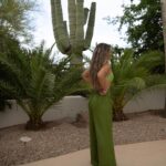 Katrina Scott Instagram - Featuring the Saguaro Green palazzo pants and desert blazer in 100% linen🌵 We custom color-matched the most incredible linen to this beautiful cactus to be a true saguaro color. My favorite part is how chic and flattering the waistband is with pleats in the front and elastic in the back, giving you the perfect darts around your silhouette while still feeling relaxed. I can’t wait to see them on you! Shop these sets and swimsuits on KSLthelabel.com (link in my bio @katrinascott) Thank you for your support and love for this collection! It’s been really fun to create for you. 💚 Photography locally in AZ - @jenniferperkins.co Makeup artist - @lyndsayzmakeup Accessories with @sarahberanstyle @houseofolia @brunathelabel @mirandafrye