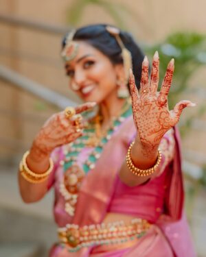 Kaustubha Mani Instagram - Everybody has an addiction, mine just happens to be you @sidhanth_satish 🧿❤️🧿 
.
.
.
.
.
Photography @storiesby.rg 
MUA @makeoverby_sowmyamanjunath 
Decor @sagasbysamagra 
Jewelry @velvetboxby