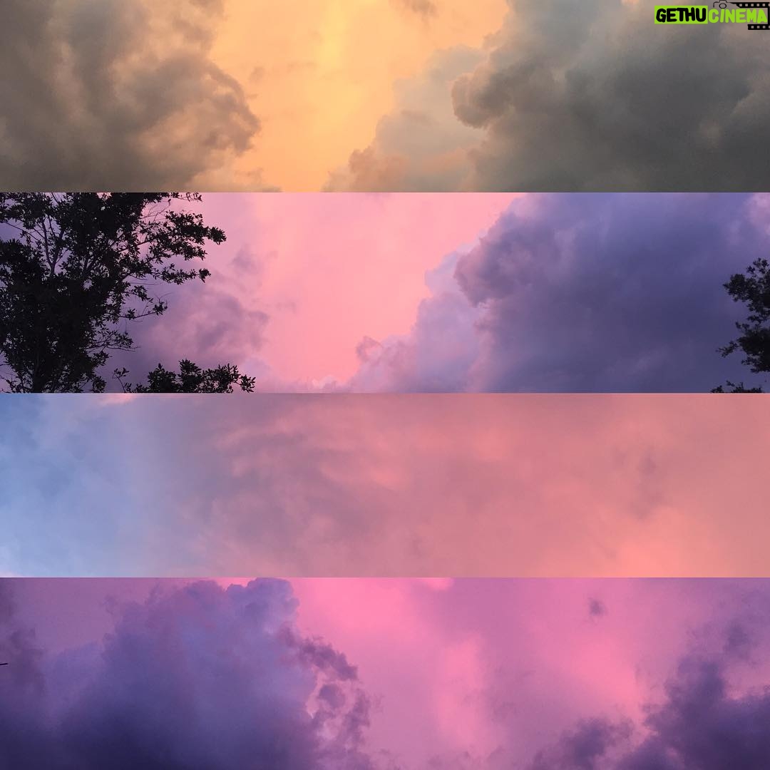 Kay Panabaker - 1.2K Likes - All these pictures were taken within 3 minutes of each other. Each area of the sky was an entirely different color. Sometimes it helps to stop and enjoy these little moments in life. #nofilter