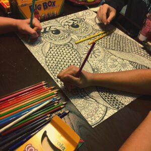 Kay Panabaker Instagram - What did you do on Thursday night? Oh, you know, put together a color-a-puzzle with friends. What did you do Friday night? Colored said puzzle. This is what friendship looks like. This is what my happy place looks like. #ThePuzzleGang