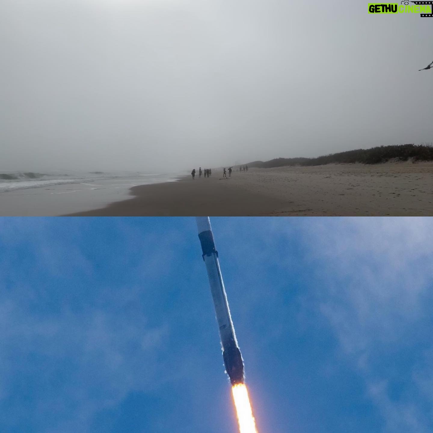 Kay Panabaker - 1.7K Likes - Top photo is what I saw during my first rocket launch today. Bottom photo is what SpaceX posted from their vantage point..... 10/10, would still go to see another one