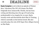 Kayla Compton Instagram - Baby’s second Deadline article 🎉 I am beyond thrilled to be apart of this program with all of these tremendously talented people! Thank you @warnerbrostv @brooneydirector @staceykblack @rebeccaemilywindsor @elachman