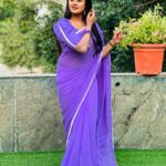 Keerthi Bhat Instagram – Colour loves me💙🥰. 

Saree n blouse by : @nihira_designerstudio 

#keerthibhat #love #ursradha #madhuranagarilo
