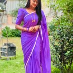 Keerthi Bhat Instagram – Colour loves me💙🥰. 

Saree n blouse by : @nihira_designerstudio 

#keerthibhat #love #ursradha #madhuranagarilo