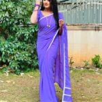 Keerthi Bhat Instagram – Colour loves me💙🥰. 

Saree n blouse by : @nihira_designerstudio 

#keerthibhat #love #ursradha #madhuranagarilo