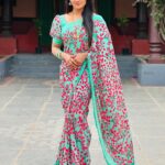 Keerthi Bhat Instagram - Saree loves me🩵 Blouse design by : @nihira_designerstudio #saree #keerthibhat #madhuranagarilo #ursradha #telugu #hyderabad