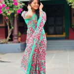 Keerthi Bhat Instagram - Saree loves me🩵 Blouse design by : @nihira_designerstudio #saree #keerthibhat #madhuranagarilo #ursradha #telugu #hyderabad