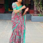 Keerthi Bhat Instagram - Saree loves me🩵 Blouse design by : @nihira_designerstudio #saree #keerthibhat #madhuranagarilo #ursradha #telugu #hyderabad