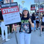Keiko Agena Instagram – Pic by @alexsongxia!
Thanks novelist Elaine Hsieh Chou for repping a #HepAlien shirt on the picket lines today. (I’ve never seen that one 💕)
If you LOVE words you’re probably a fan of #GilmoreGirls. (We had all the best words.) Support the WGA so that all the words you love can continue to be written.
Thanks Alex and Terry for also being out there on the picket lines.
#WGAstrong #sagaftramember #1u