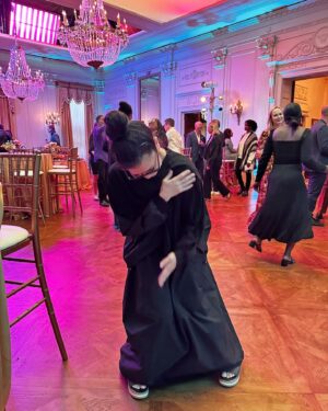 Keiko Agena Instagram - Am I dancing or just measuring various things around the room? Hard to tell. And YES! To answer your question, I will go out to ANY dance floor. Is it a cold dance floor? Is it too early in the night? Are people being shy because it is a “work” event and need to keep their dresses nice? No problem. Shin and I will start it off. No beat? No problem. As you can see… I am willing to “find” a beat… 

Oh yeah… this is the Cast and Crew party for THE RESIDENCE! Check it out on Netflix when it comes out. From Shondaland and Paul William Davies. ❤️