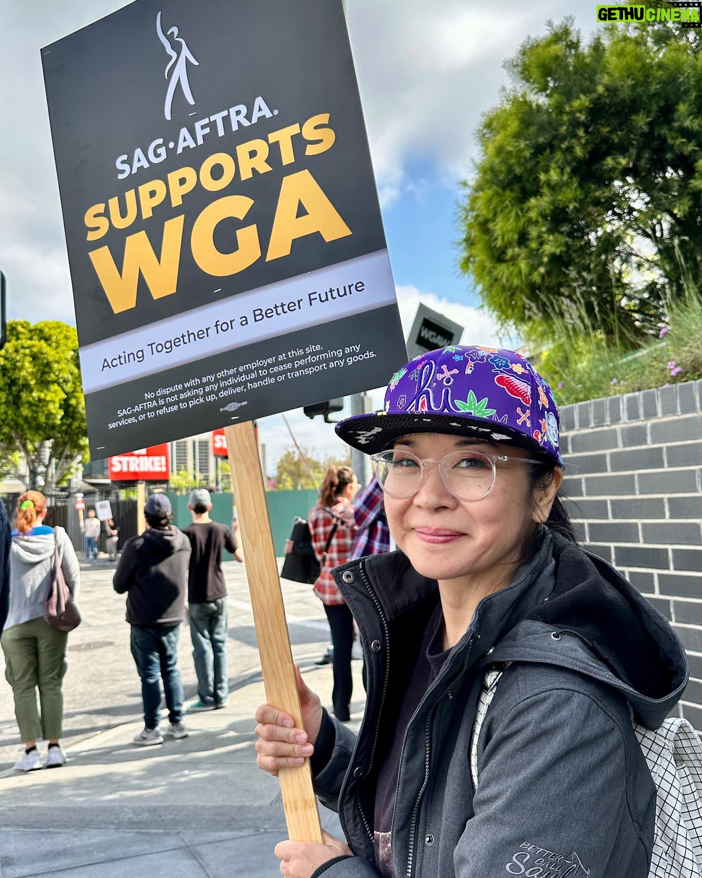 Keiko Agena - 4.4K Likes - Out at the picket line today at Universal Studio. Wish we could credit the writer that wrote that sign! So many great signs out at the picket line today. @shinkawasaki and I support the writers.
Fair Wage. Union Strong.
#WGAstrong, #sagaftramember and #1u
