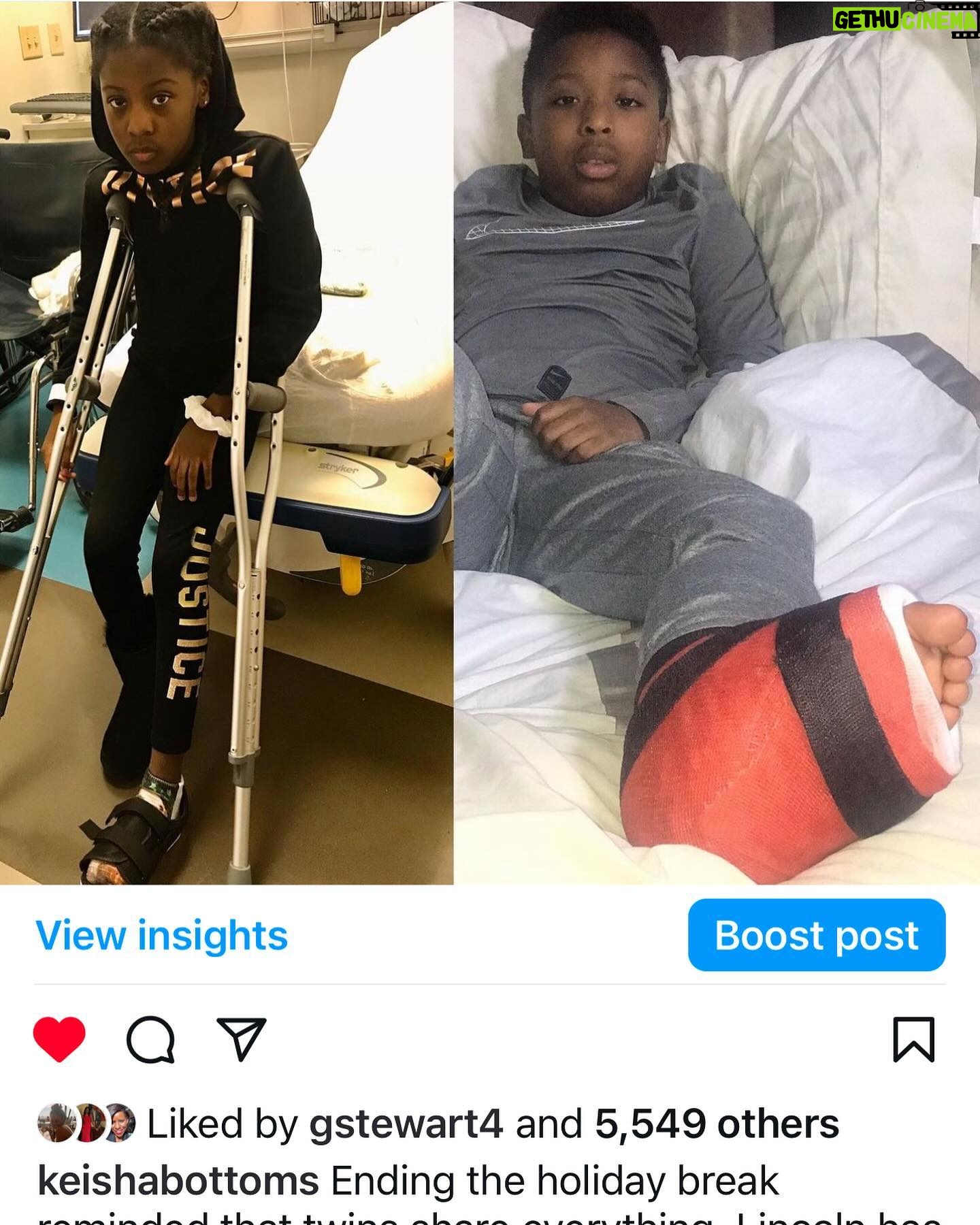 Keisha Lance Bottoms Instagram - When you have four kids, it all runs together. 🤦🏾♀️ Lincoln earlier this week: I think I’ve broken my toe again. Me: Again? You have never had a broken toe. Lincoln: I did! You don’t remember?? Me: Nope. I think you’re being dramatic. Lincoln sends IG post from January 2020. Do you remember now?? Me: Oh yeah…You did have a broken toe! Derek: I’m taking Lincoln to Urgent Care now. Let’s hope her toe is not broken again and if it is, please let me remember. 🙏🏾😨