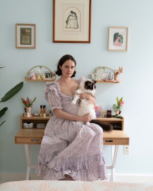 Kelley Heyer Instagram - Playing dress up pt 1!
💫
@gem.search came by my apartment and we talked about my collection of vintage Laura Ashley dresses. 
💫
If you don’t know Gem is an app where you can search for vintage/secondhand clothing and it will compile results from pretty much all online shopping platforms.