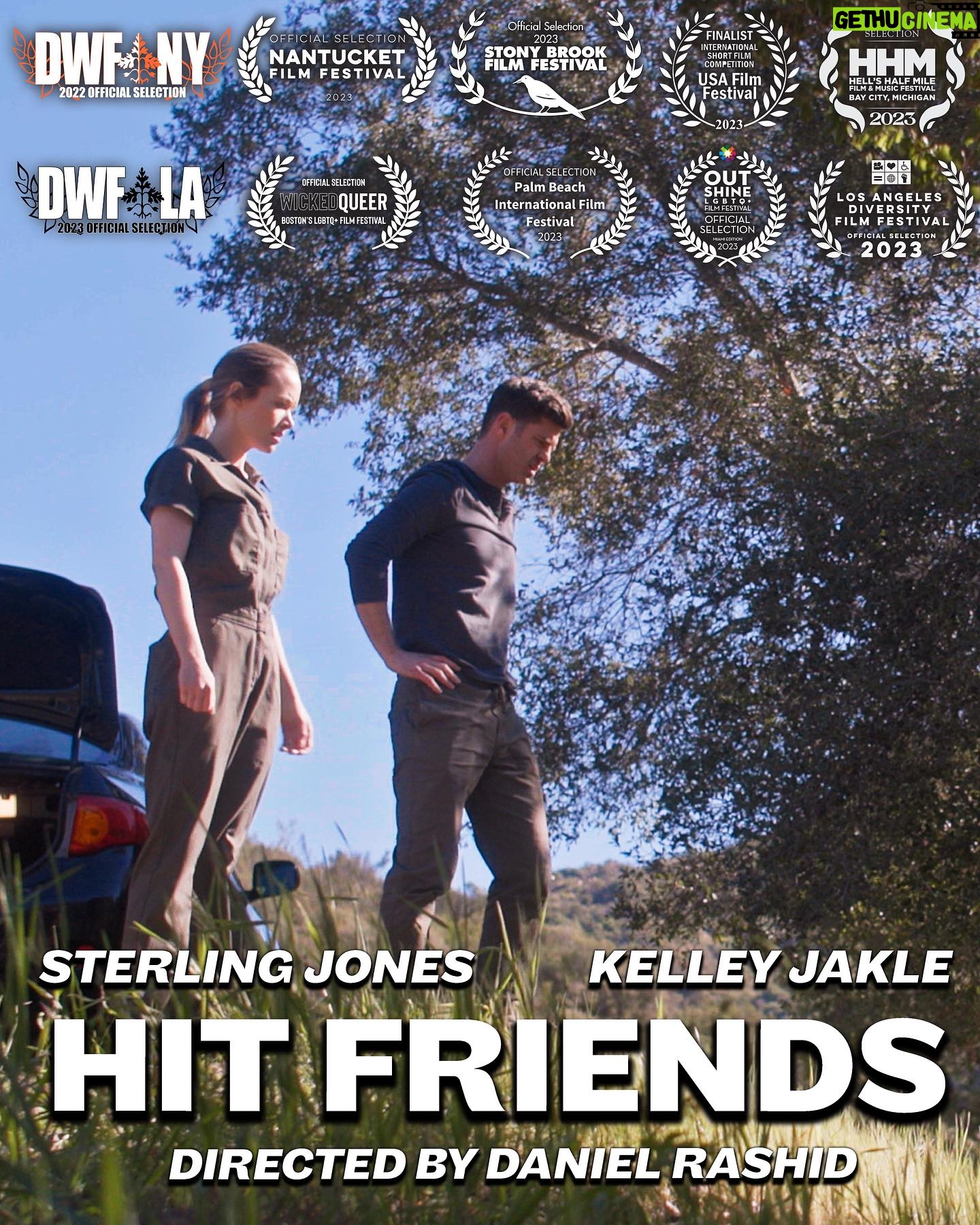 Kelley Jakle Instagram - Oh my gosh. HIT FRIENDS is OUT!!! After getting to celebrate it at various festivals over the past year, I am so excited to share this brainchild of @sterlingjonesy and the creation of a true dream team with @danielrashid as Director/Co-Writer/Co-Producer, @elizabeth_valenti as Co-Producer, @avi_kaye as DP and @melissaganzi as Executive Producer. On top of that, we had the best, most positive cast/crew that was down to make our indie dreams come true. You can see everyone’s hard work at the @filmshortage premiere link in my bio. We are just beginning!! I also want to smother @_beautybygg_ (HMU) and @ryannlanel (styling) with love. I adore these two talented gifts of women so very much, both for the artistry they bring and humans they are. ❤️