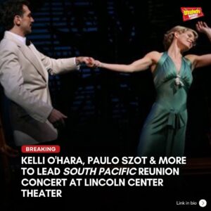 Kelli O'Hara Instagram - Bartlett Sher will direct a one-night-only reunion concert of Rodgers & Hammerstein’s South Pacific as part of @lctheater’s 2024-2025 season, starring @kelliohara, @pauloszot, & more. Find out all we know so far at the link in our bio.