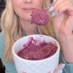 Kelly Kruger Instagram - BLUEBERRY SORBET 🫐 High in antioxidants, super refreshing and no refined sugars. My kids love this, it’ll be on repeat this summer. You need : Frozen blueberries Coconut milk (ratio is 2 cups blueberries to one cup coconut milk) Splash of maple syrup (optional) Top with honey or heated almond butter (optional) #blueberry #sorbet #snack #dairyfree #glutenfree #easyrecipe #eeeeeats