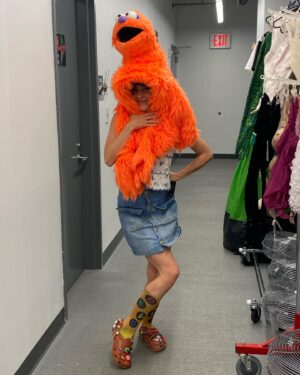 Kerry Butler Instagram - I really wanted to win crazy hat and sock day!  #fullout #broadway #beetlejuicebway #isthereaprize?  #itsnotacompetition @beetlejuicebway - special thanks to my husband for creating the hat and loaning me socks 😂