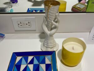 Kerry Butler Instagram - My family moved during covid.  We went from an apartment to our new house- have  a dining room for the first time!  If you know me, you know I am slightly colorful 🤣  We LOVE @jonathanadler.  We have some @jonathanadler sprinkled in every room.  This is my favorite piece!  Wanted to post to thank @jonathanadler for adding some color to my dressing room decor!  Swipe to see the adorable items in my dressing room!  My dressing room is a work in progress- will post more once it’s done.