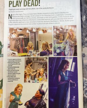 Kerry Butler Instagram - When we did this I had no idea I would actually be in the playbill.  My husband saw @somelikeithotmusical (Loved it!!!) and texted did you know you are in the playbill? 😂Thank you @playbill and @heathergershonowitz .  So glad my very intense preshow moments were captured before we close on Jan 8th!! @lovezonya  @kairavelson and @officialaerogarden Come see us @beetlejuicebway before we head into the netherworld! 👻👻👻