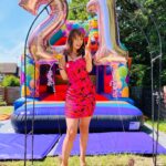 Kerry Ingram Instagram – Was supposed to be in a beach side villa in Ibiza rn but I guess a bouncy castle and piñata in the garden will do😂🥂