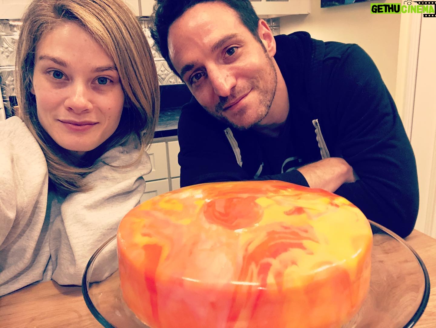 Kim Matula - 5.2K Likes - we made a mirror glaze cake! 🌅And we used agar agar instead of gelatin 💁🏼♀️ #vegetarianrecipes