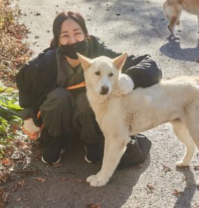 Kim Hyo-jin Instagram - 김현성 실장님이 찍어준 사진. 순하디 순한 개들. 이 순한 애들이 개농장에서 구조되기 전까지 얼마나 두렵고 무서웠을까.