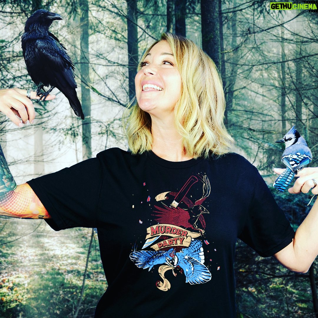 Kim Rhodes - 5K Likes - My loves! Spooky season is upon us, and we've brought back my Murder Party tees to party for a short time! Celebrate your murder responsibly 🔪Link in my bio.