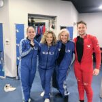 Kim Rhodes Instagram - WE ARE SURVIVING BAD IDEAS! As in, we are surviving the ideas. Not we ARE bad ideas continuing to survive. Although… ANYWAY! Thank you to Dom, our charming and capable instructor at @ifly.basingstoke and, I believe, her name was Georgia, our brave and dear companion. ONWARD!